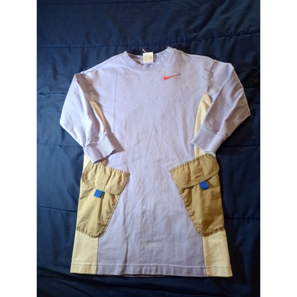 Nike DQ8789-569 Outdoor Play Loose Fit Pullover Purple Beige cargo Kids XS